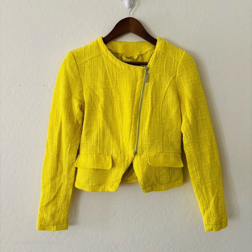 Mossimo by Target Yellow Textured Asymmetrical Zip Jacket |‎ Women’s Size Small